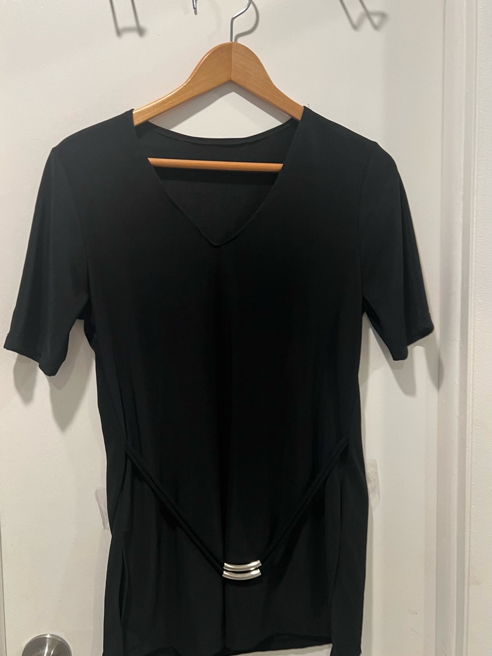 Black V-Neck Short Sleeve Women's blouse